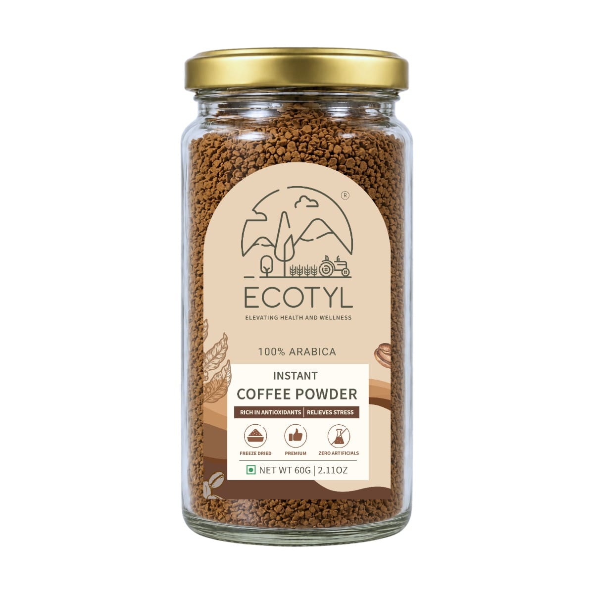 Ecotyl Instant Coffee Powder | Arabica Coffee | Freeze Dried | 60g-image-1