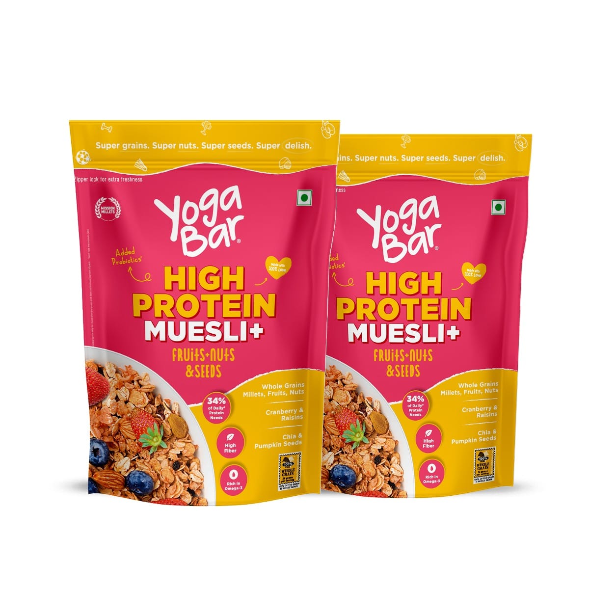 Yogabar Protein Muesli|Fruit and Nuts| 850 Pack of 2|Protein Packed Breakfast Option-image-35
