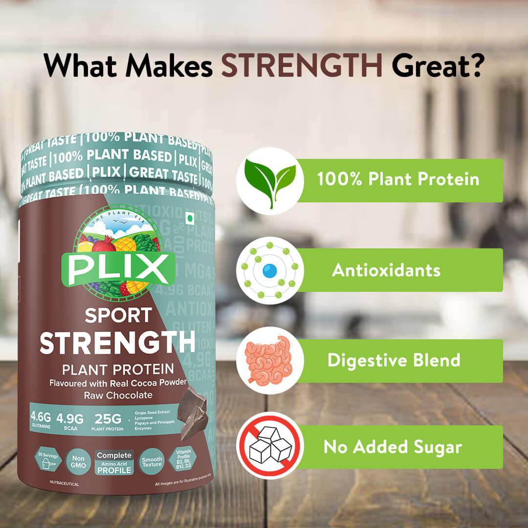 PLIX THE PLANT FIX Strength Vegan Post Workout Plant Protein Powder 500 ...