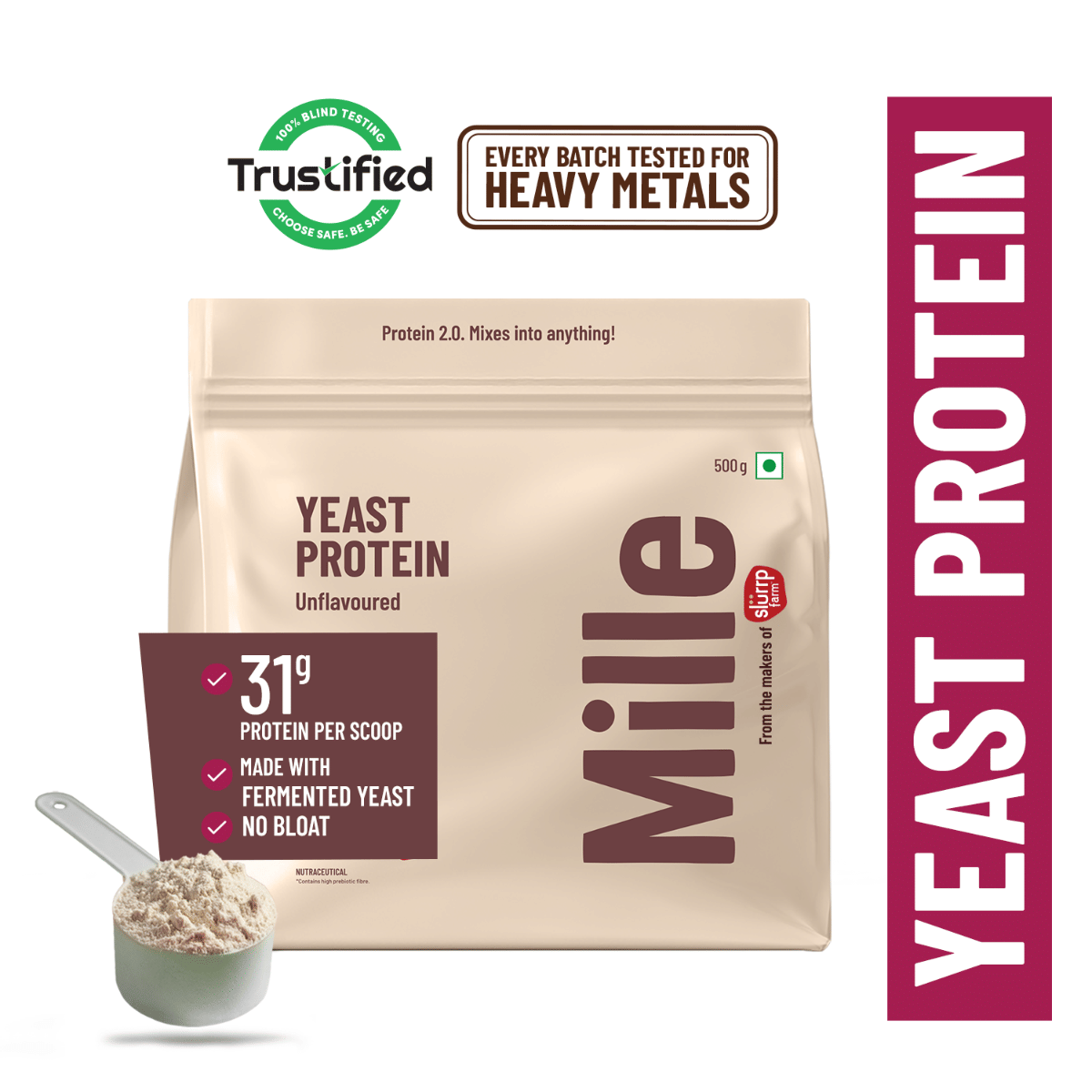 Mille Plant Protein | 31g Protein | Unflavoured | Made with Fermented Yeast Protein | No Bloat, Vegan, Heat-Stable | Has All 9 Essential Amino Acids | Mixes into Any Dish | 500g-image-19
