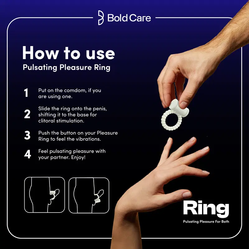 Bold Care Pleasure Ring | Vibrating Ring for Him & Her | Enhances Pleasure  & Intimate Experiences | Easy to Use | Compatible with Condoms & Lubes