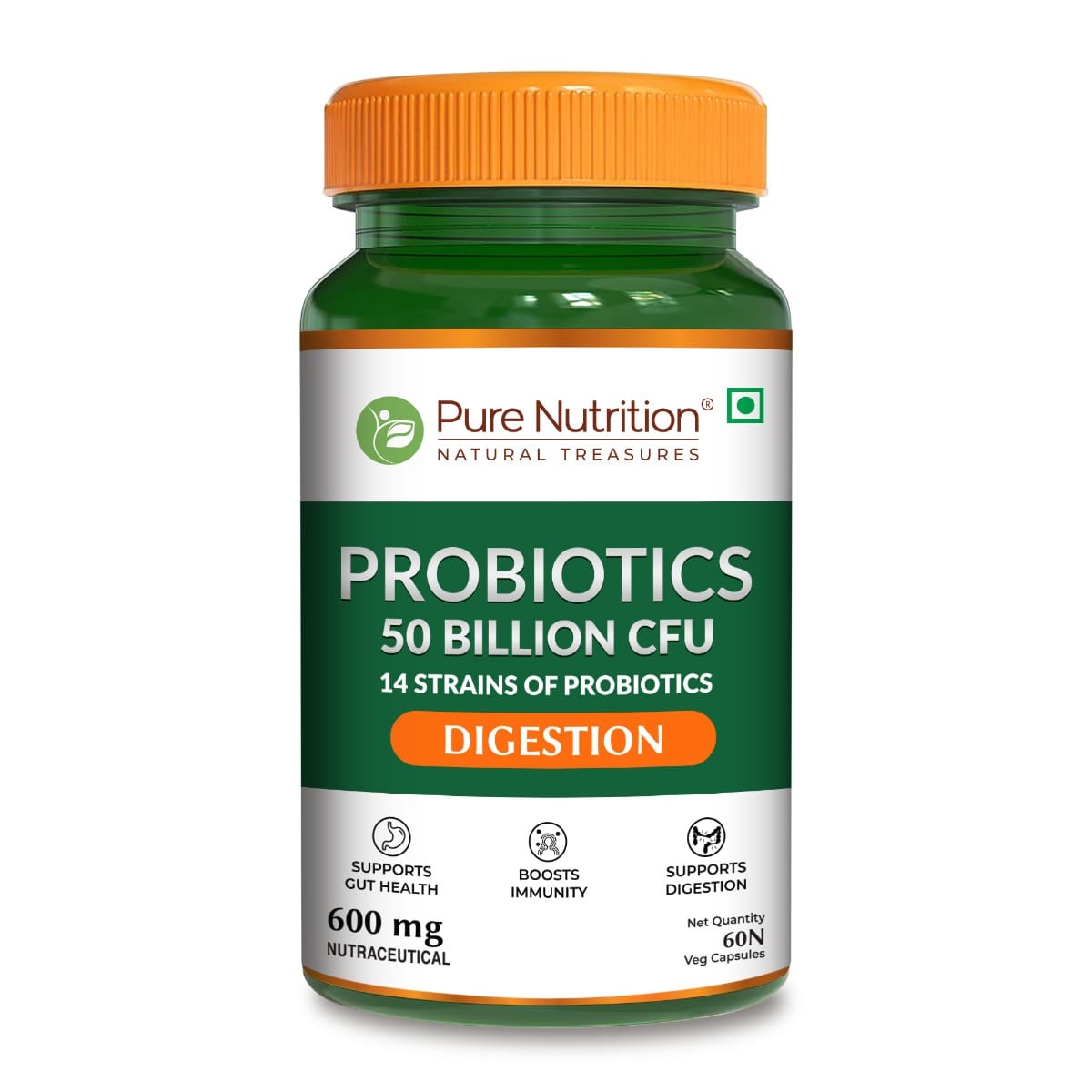 Pure Nutrition Probiotic Supplement, 50 Billion CFU, 60 Veg Capsules | 14 Strains of Live Cultures (600mg) | Supports Gut Health, Improves Digestion, Enhances Nutrient Absorption & Boosts Immunity | Vegan-picture-36