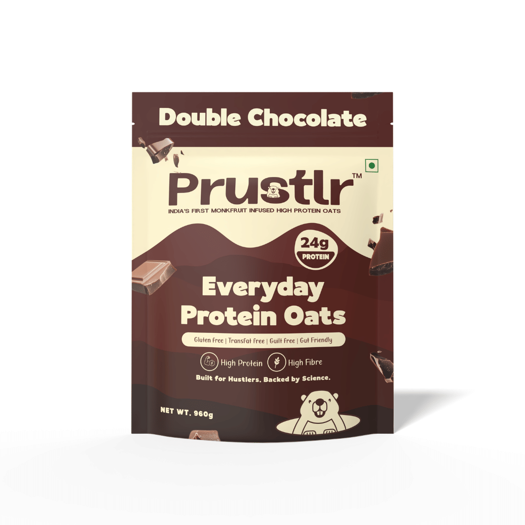 Prustlr 24g High Protein Oats, Double Chocolate, Gluten free & Monk fruit sweetend Pouch 960g-image-40