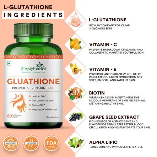 rich source of glutathione Simply Herbal Plant Based Glutathione 1000mg 60 Capsules