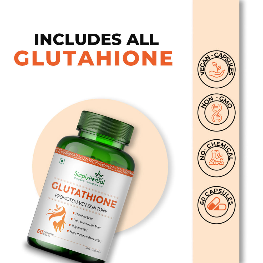 Simply Herbal Plant Based Glutathione 1000mg - 60 Capsules
