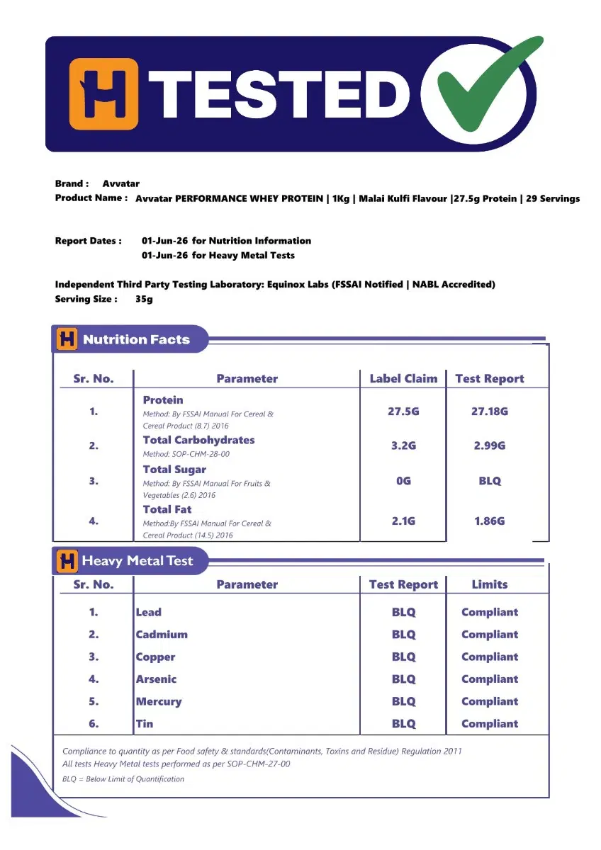 Avvatar Performance Whey Protein 1kg Malai Kulfi - Image 5