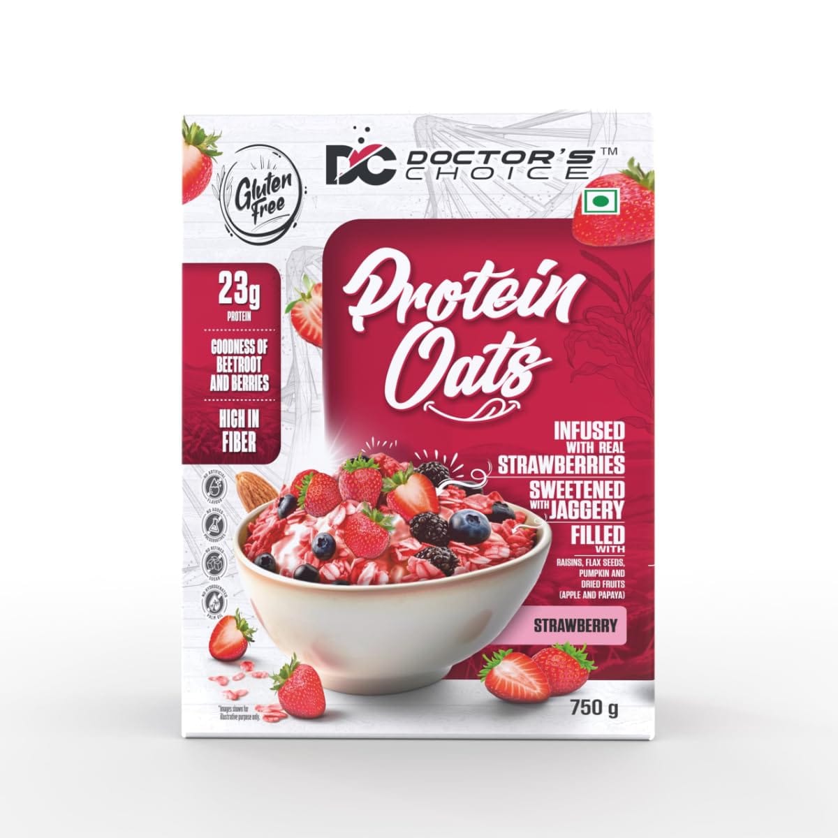 Doctors Choice High Protein Oats | 23g Protein Oatmeal | No Added Sugar | Gluten Free | High Fiber Healthy Breakfast Oats-picture-19