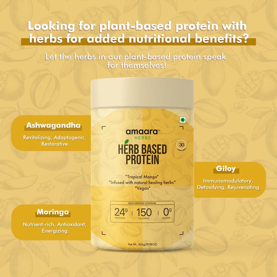 Amaara Herbs Herb Based Protein with Goodness of Ashwagandha & Turmeric ...