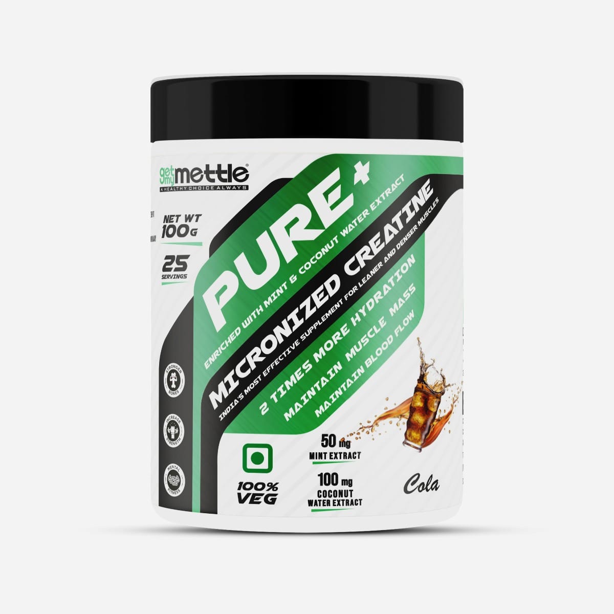 GetmyMettle Pure+Micronized Creatine with Mint & Coconut Water Extract, 2 Times More Hydration | 50mg Mint Extract | 100mg Coconut Water Extract-image-8