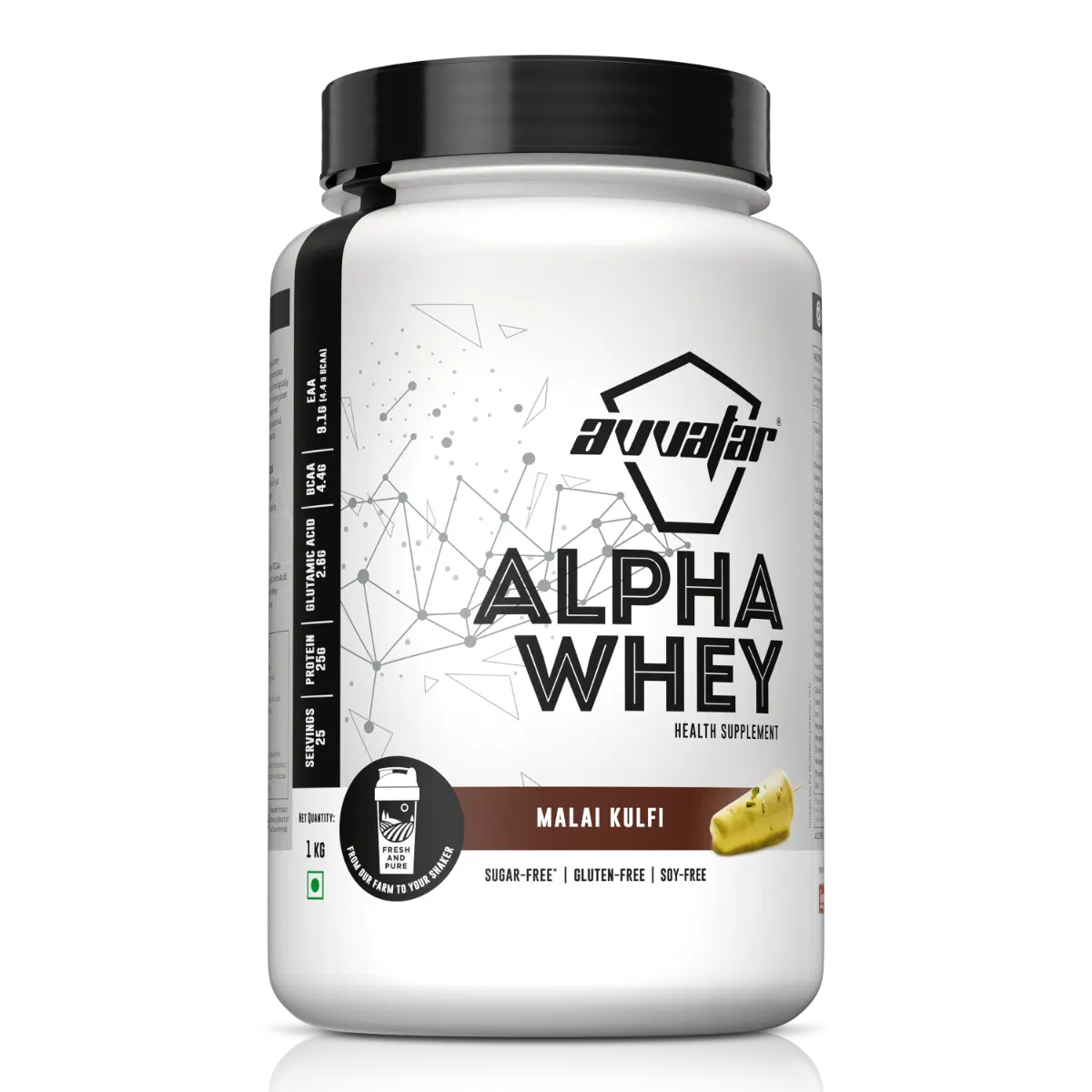 Avvatar Alpha Whey 1kg Malai Kulfi Flavour