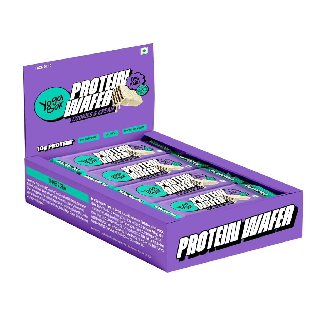 Yogabar 10g Protein Wafer Bars | Made with Millets | Crunchy High Protein Bars |Pack of 10-picture-22