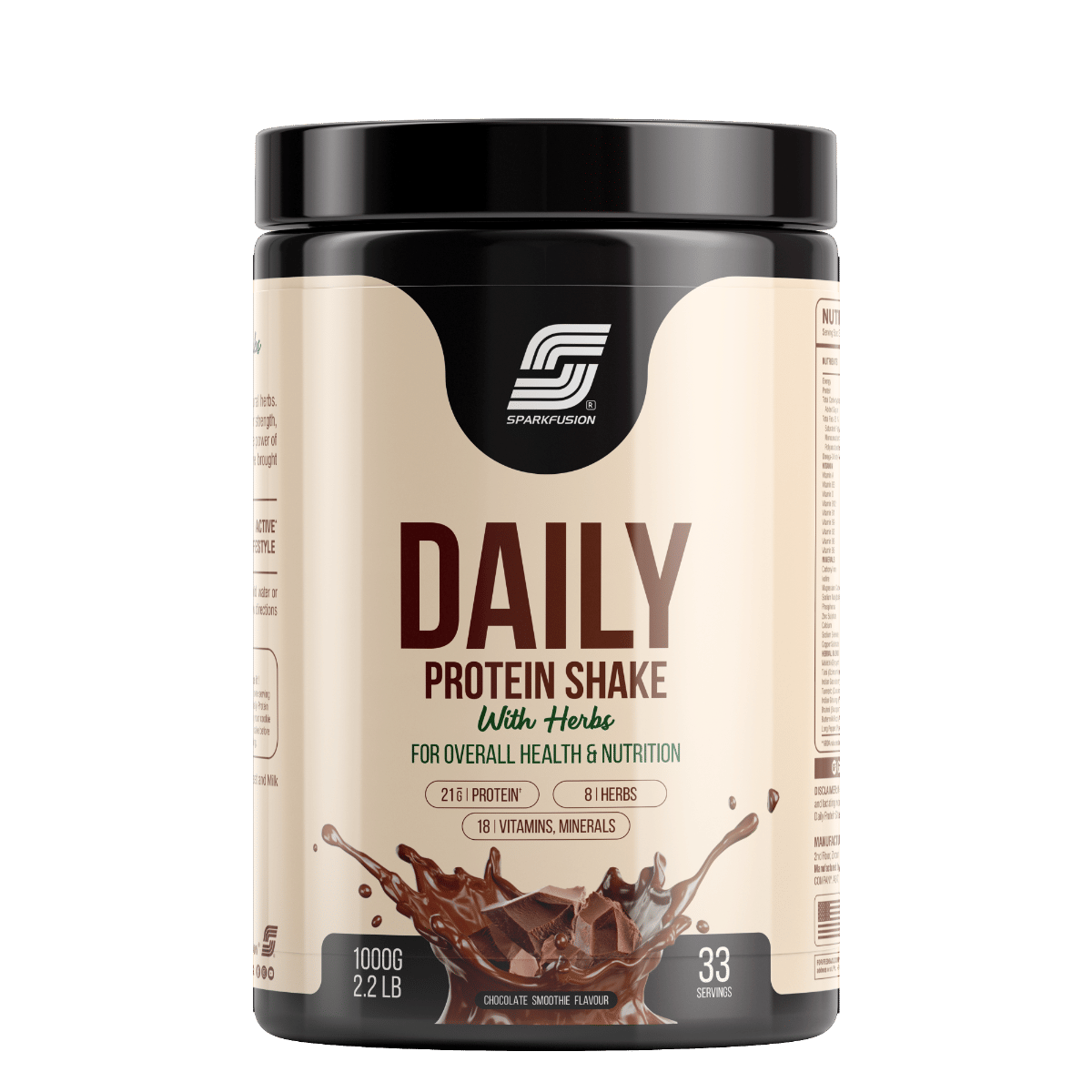 Sparkfusion Daily Protein Shake With Hebrs | 21 Gm Protein With 8 Hebrs | For Increase Energy Levels, Bone Health & Support Immunity | For Men & Women | Chocolate Smoothie Flavour 1 kg-picture-19
