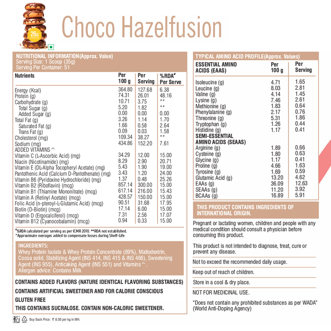 HEALTHFARM Muscle Whey Protein Choco Hazel Fusion 1.81kg