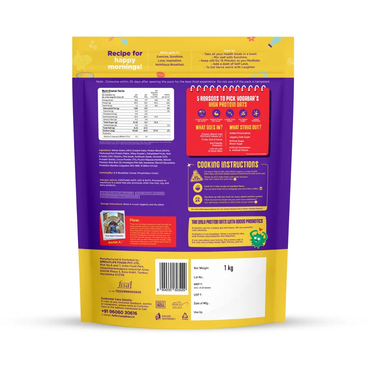 Yogabar High Protein Oats Dark Chocolate 1kg 26 g - Image 2