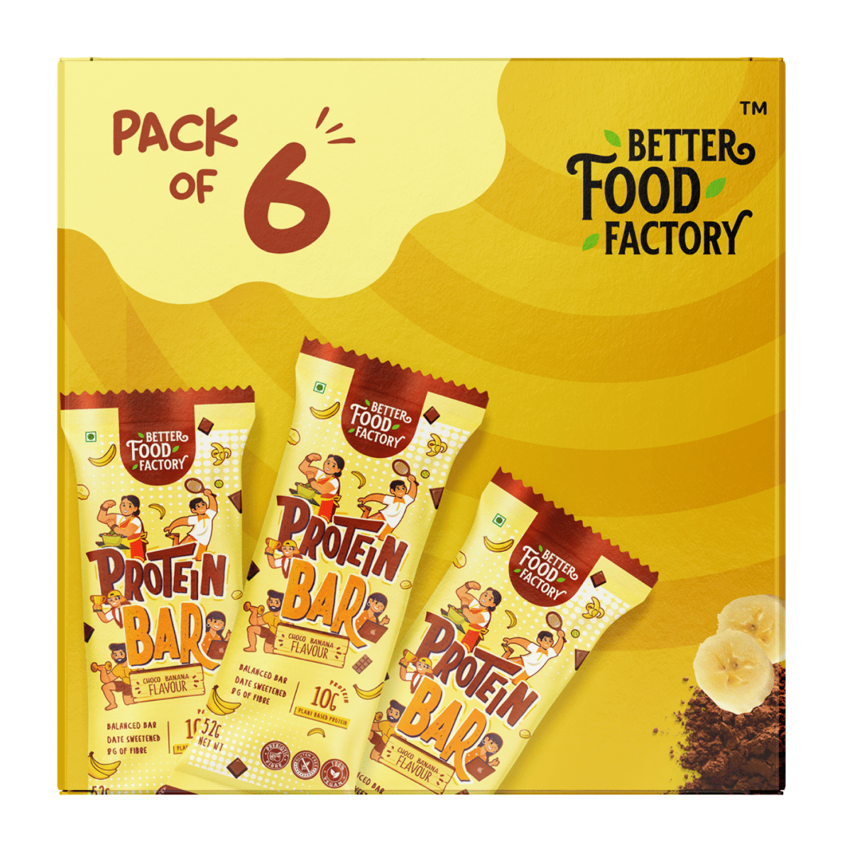 Better Food Factory (Pack Of 6 X 52G) Protein Bar with 10G Protein & 8G Fiber Each Healthy and Tasty Protein Bar (Date Sweetened) With No Added Sugar, No Trans Fat, No Cholesterol and No Preservertives | Choco Banana-image-21