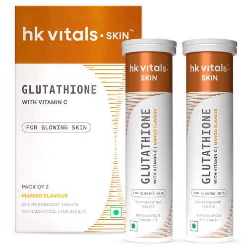 hk vitals Glutathione, Mango, 15 Effervescent Tablets (Pack of 2) | L- Glutathione with Vitamin C & E for Skin Glow & Hydration