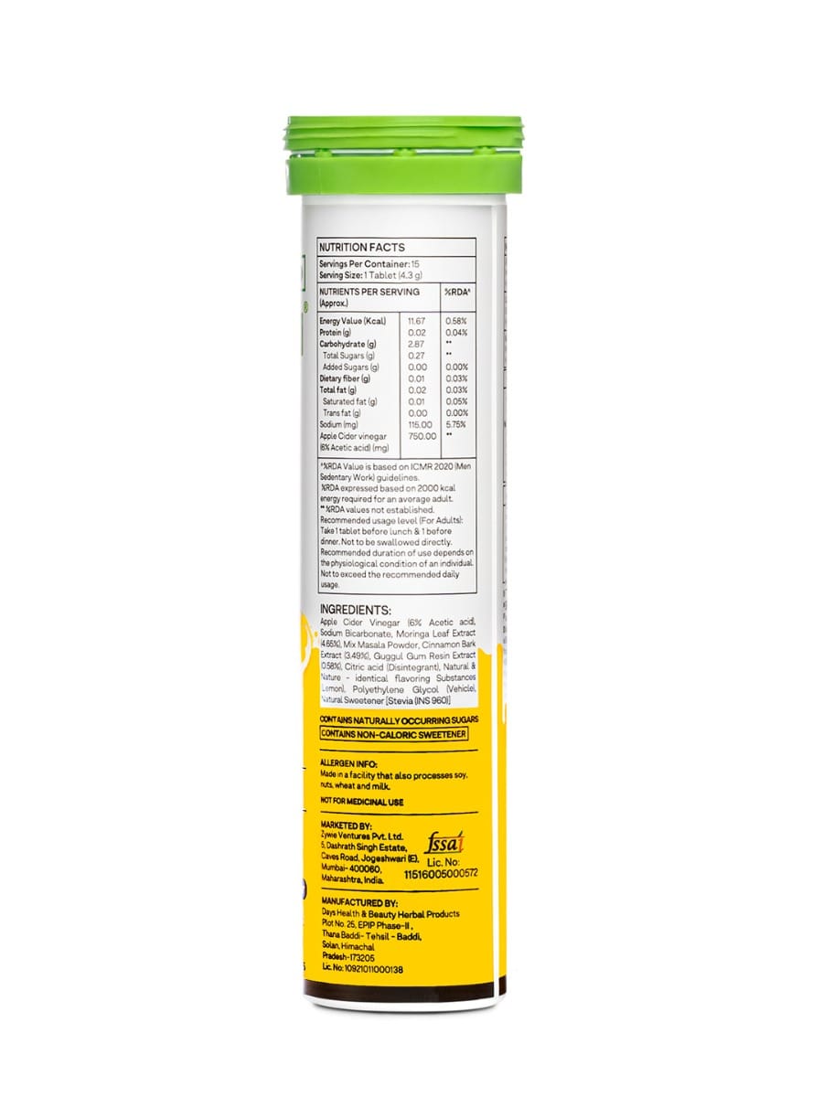 OZiva ACV Moringa for Weight Loss, 3-in-1 Fat Oxidation Formula, Lemon ...
