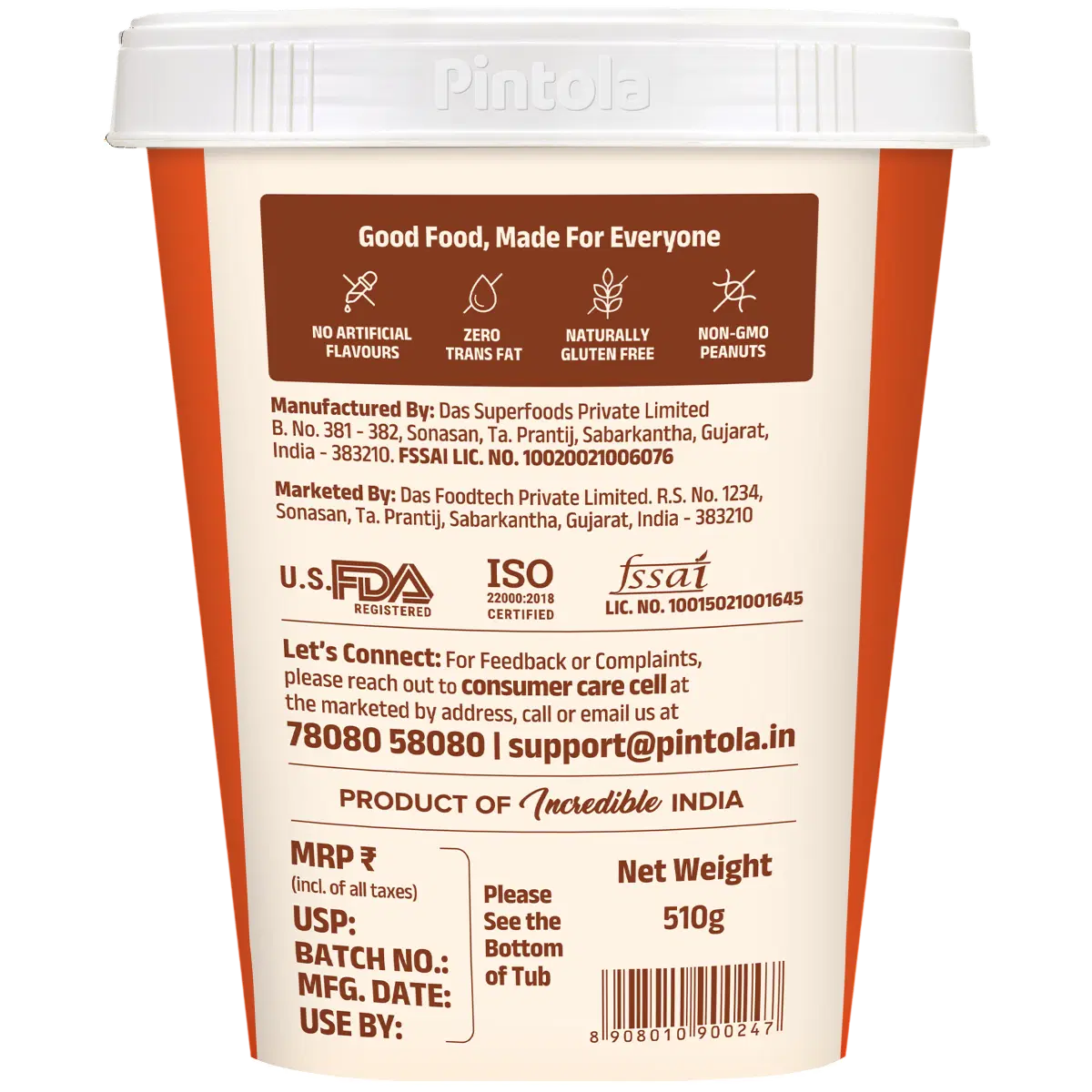 Pintola HIGH Protein Peanut Butter Dark Chocolate 510g - Image 3
