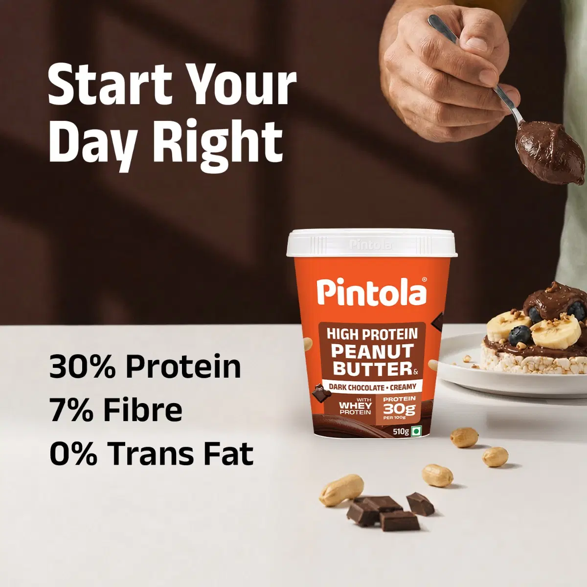 Pintola HIGH Protein Peanut Butter Dark Chocolate 510g - Image 7