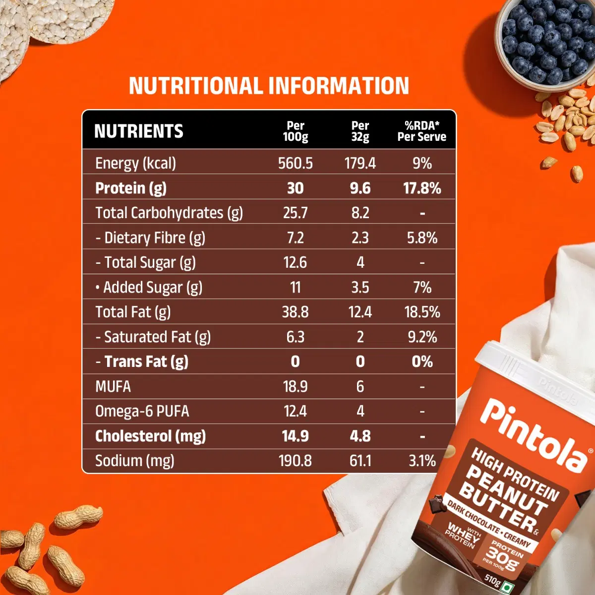 Pintola HIGH Protein Peanut Butter Dark Chocolate 510g - Image 4