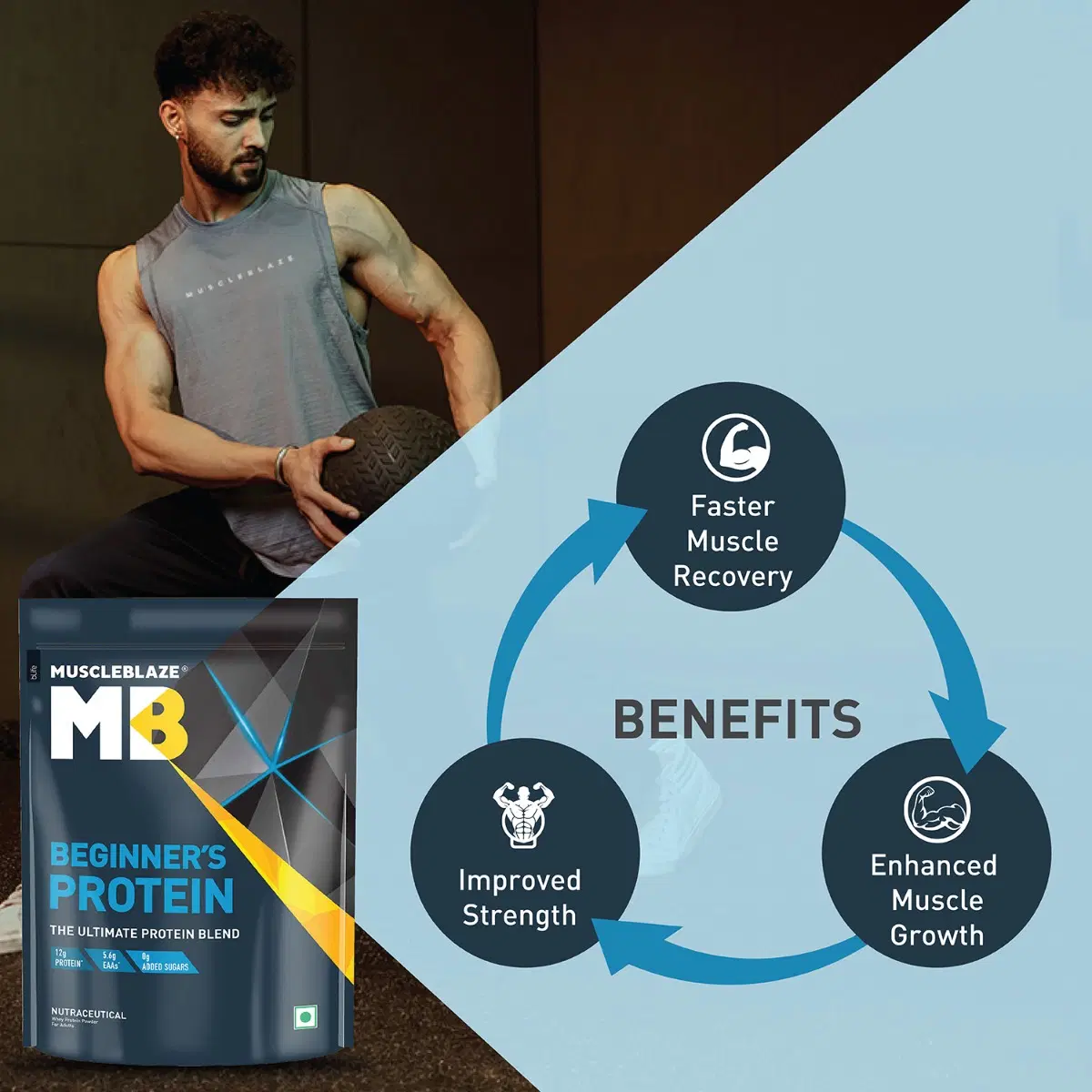 MuscleBlaze Beginner's Whey Protein, 500 g, Chocolate - Image 3