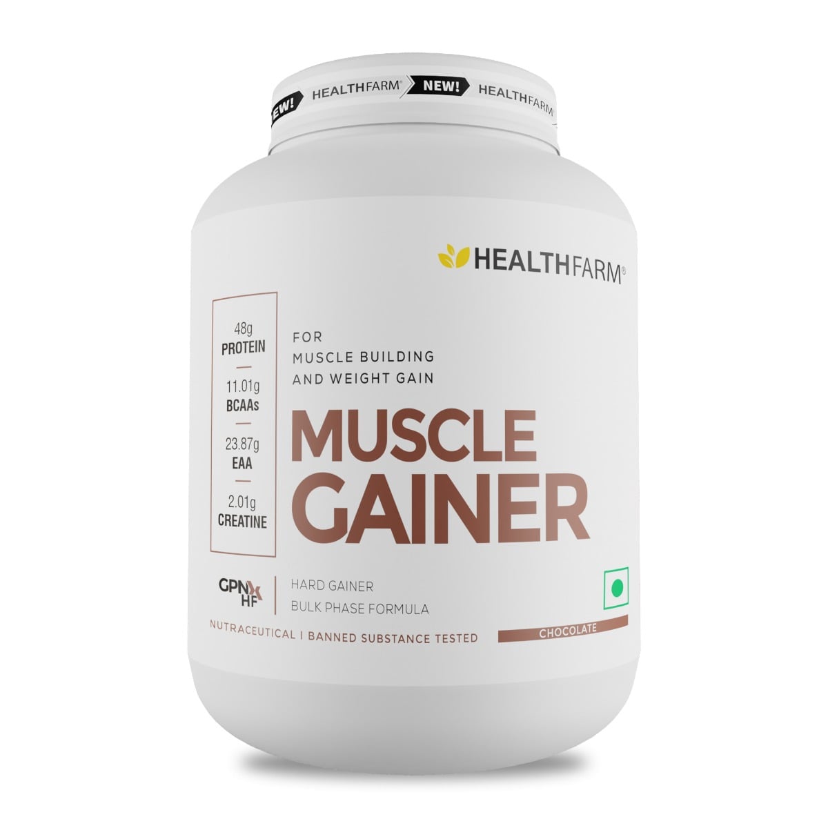 Healthfarm Muscle Gainer Chocolate 3kg | Hard Gainer Bulk Phase Formula
