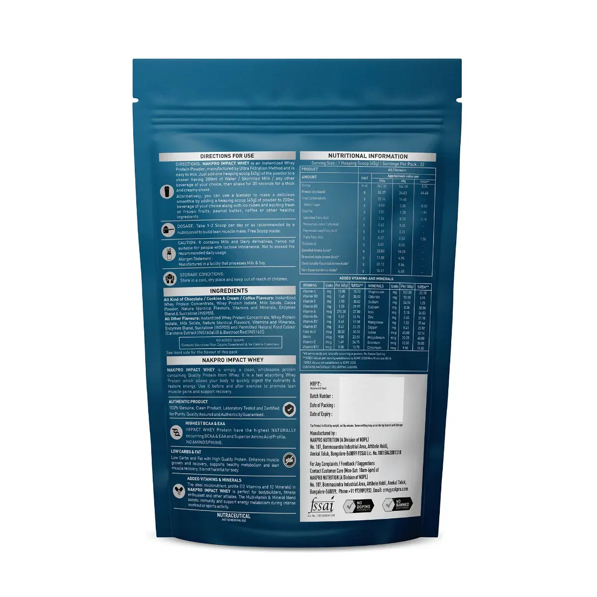 NAKPRO Impact Whey Protein 1kg Mango - Image 2