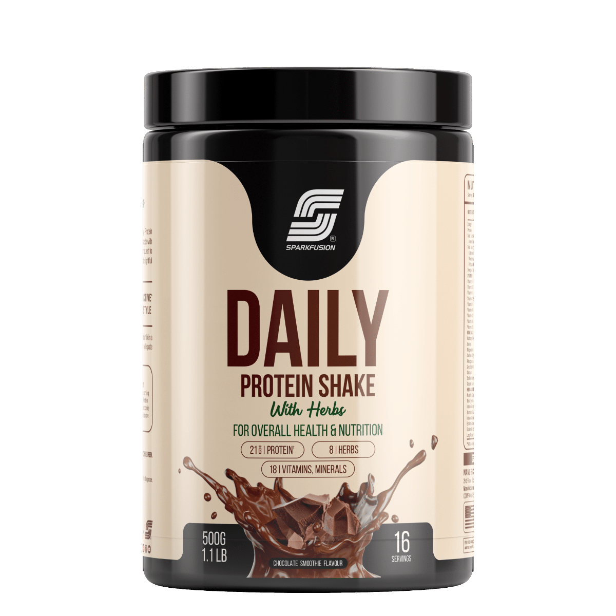 Sparkfusion Daily Protein Shake With Hebrs | 21 Gm Protein With 8 Hebrs | For Increase Energy Levels, Bone Health & Support Immunity | For Men & Women | Chocolate Smoothie Flavour 500 Gm-image-37