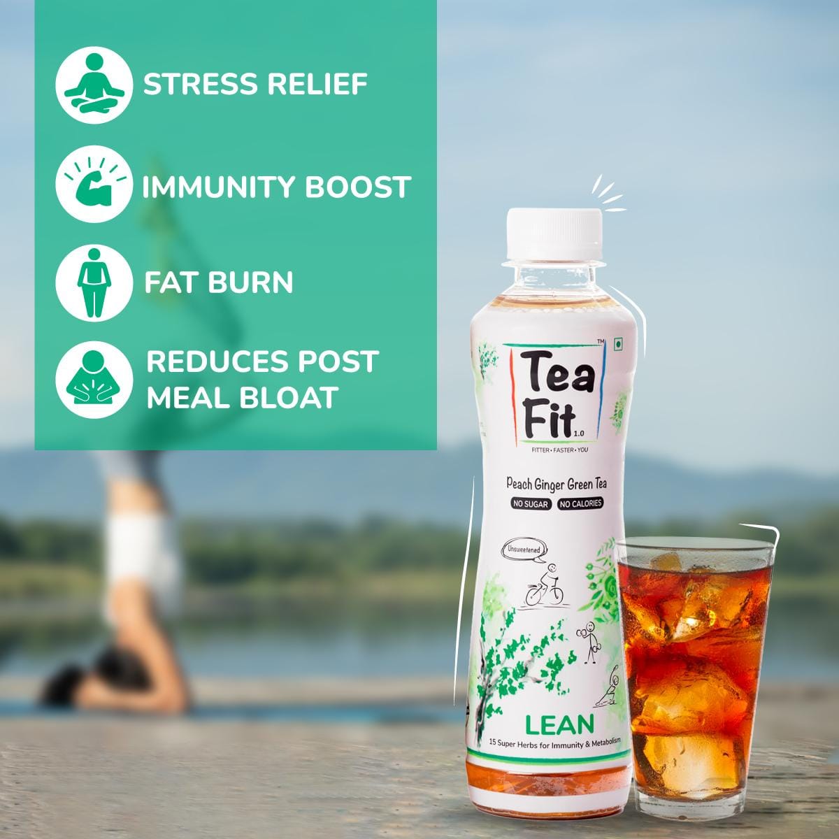 Teafit Lean Zero Sugar Peach Ginger Green Tea | Freshly Brewed ...