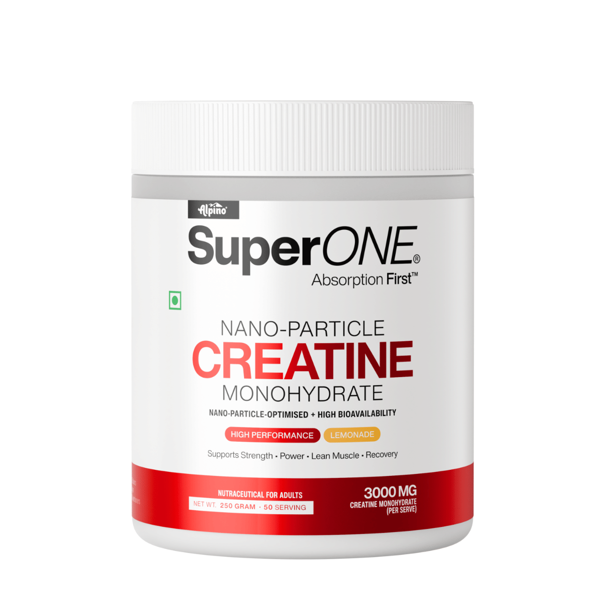 Alpino SuperONE Nano-Particle Creatine Monohydrate | 3000mg Creatine per Scoop | 0.12 Micron Particle Size for Faster Absorption | Strength, Power & Recovery | 250g-picture-22