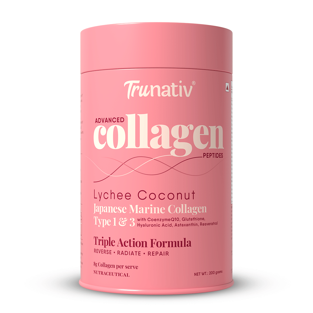 Trunativ Advanced Collagen Powder | Japanese Marine Collagen Type 1 & 3 | Collagen Supplements for Women & Men with Vitamin C, Vitamin E, Hyaluronic Acid, Biotin & Glutathione