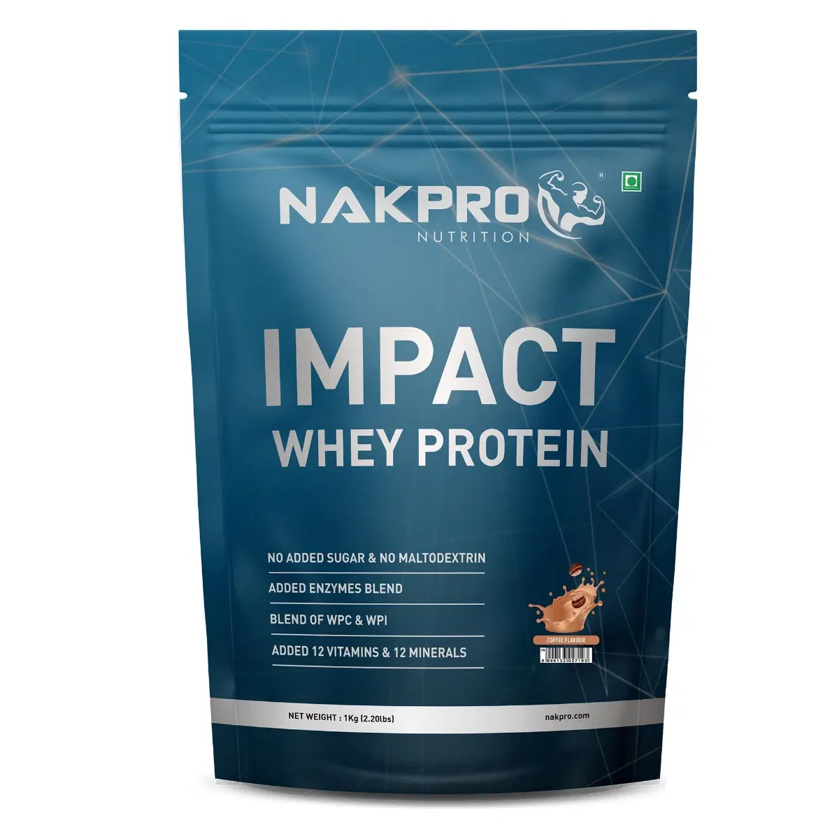 NAKPRO Impact Whey Protein 1kg Coffee Flavour - Image 1