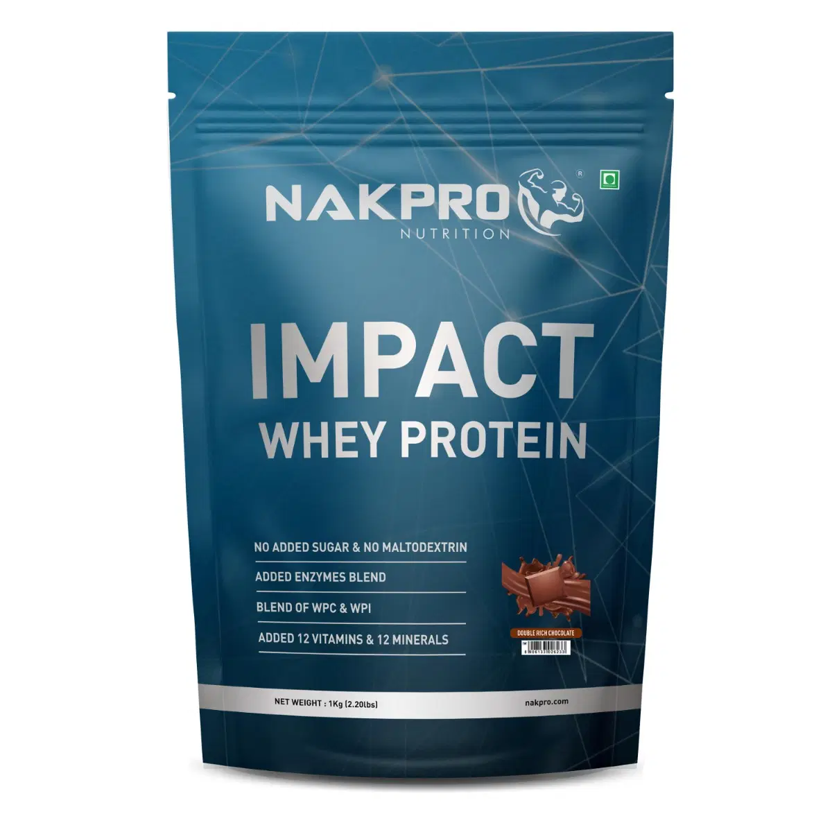 NAKPRO Impact Whey Protein 1kg Double Rich Chocolate