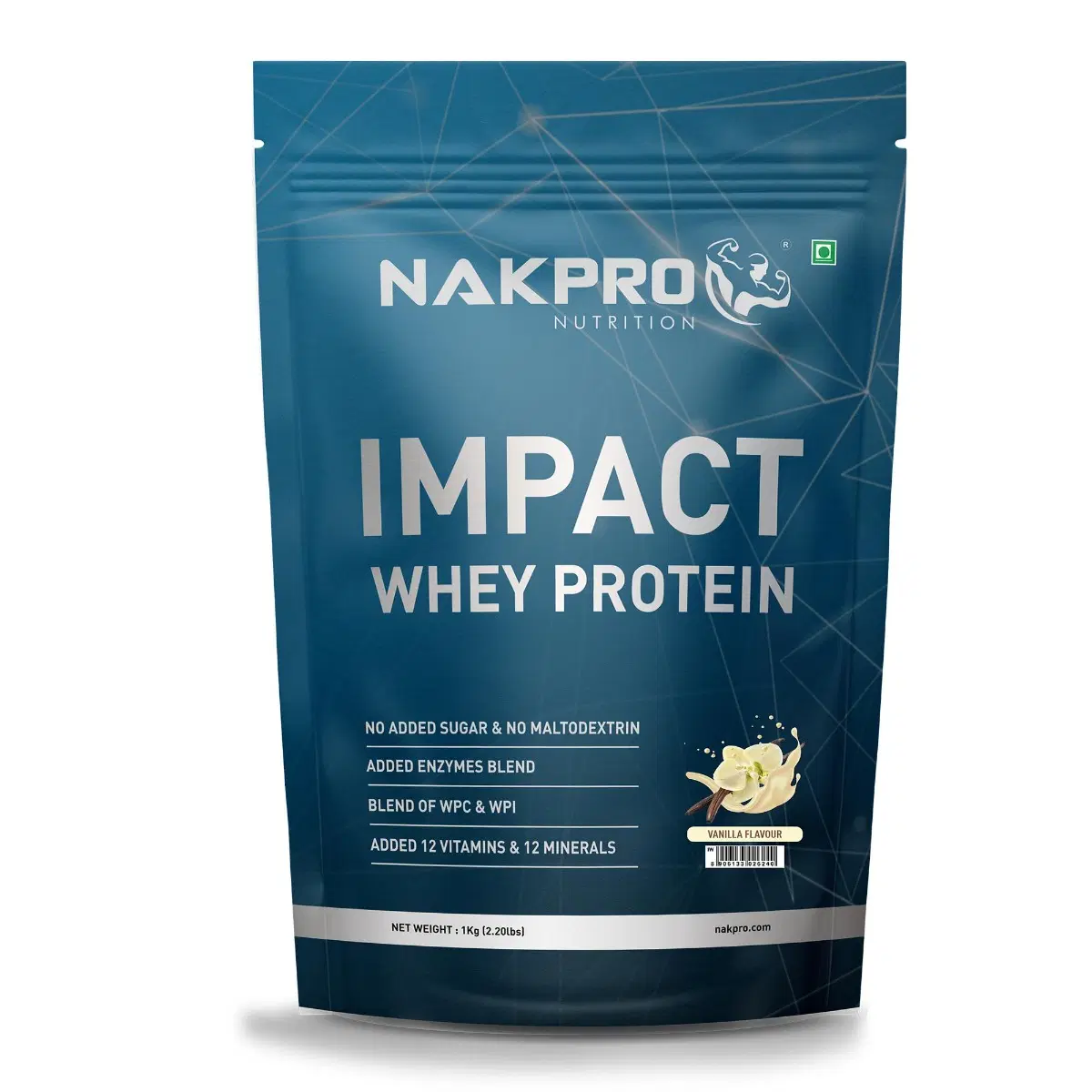 NAKPRO Impact Whey Protein 1kg Vanilla - Image 1