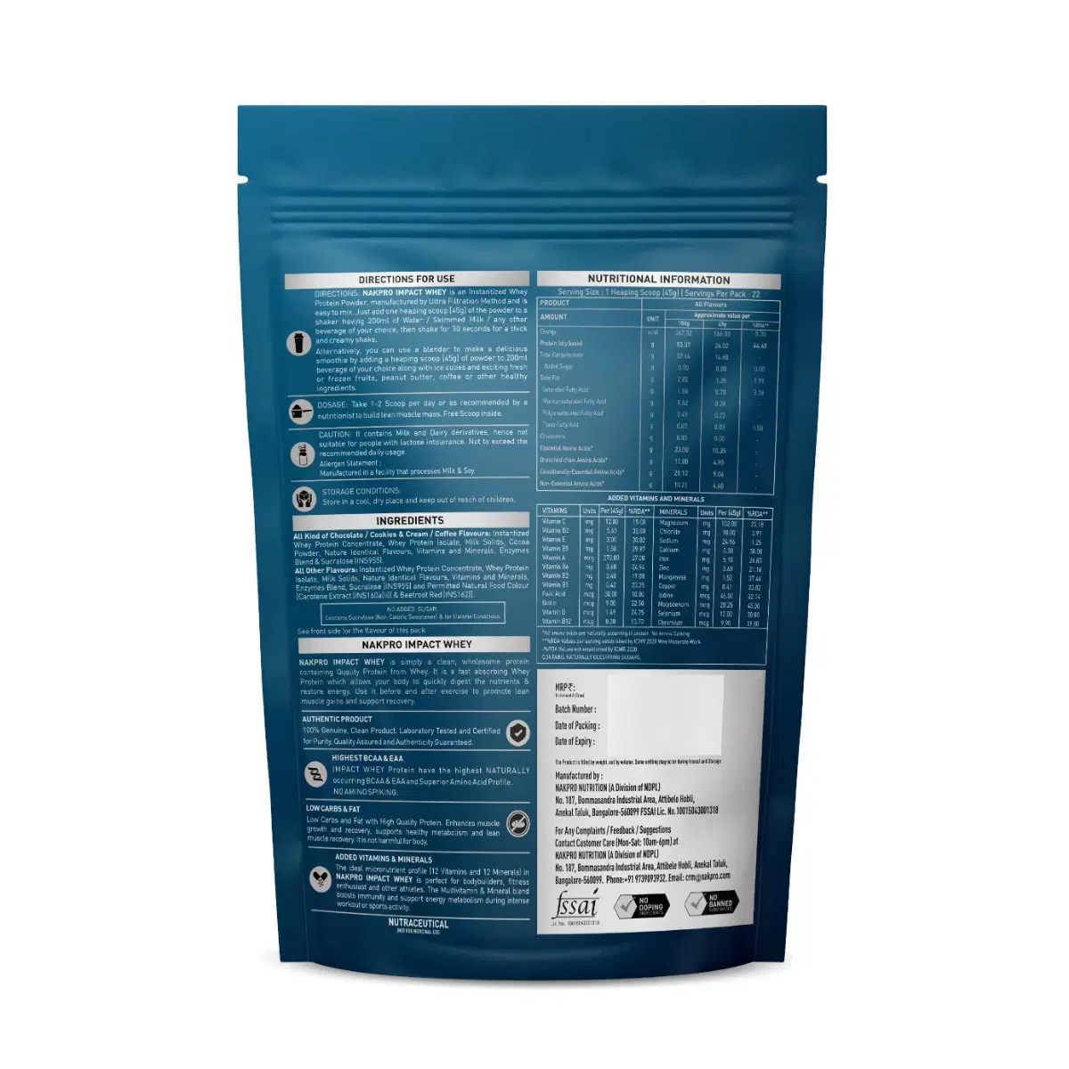 NAKPRO Impact Whey Protein 1kg Vanilla - Image 2