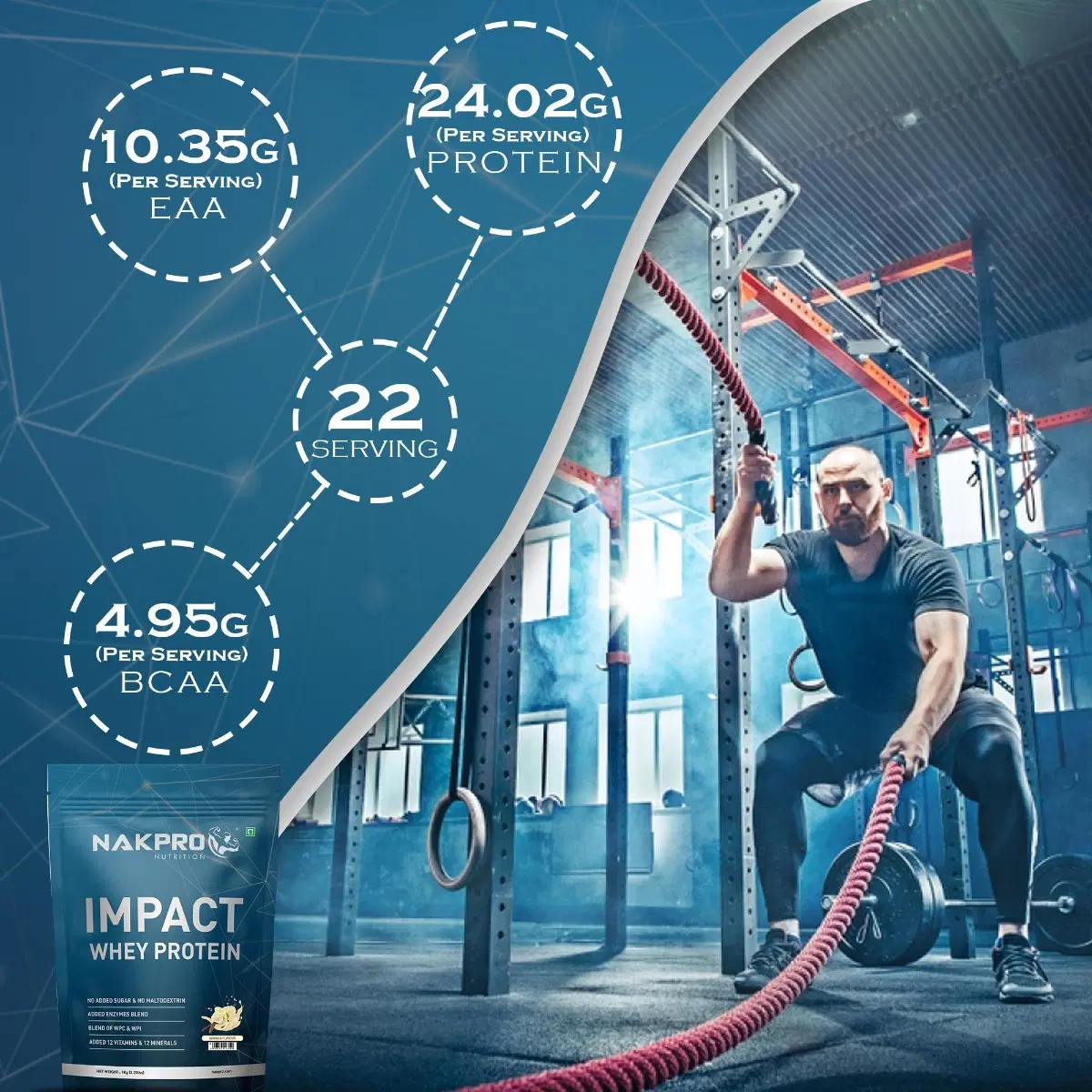 NAKPRO Impact Whey Protein 1kg Vanilla - Image 5