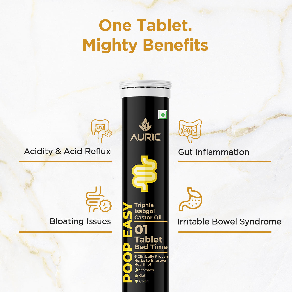 Auric Poop Easy Effervescent Tablet | 40 Tablets Promoted Healthy Gut ...