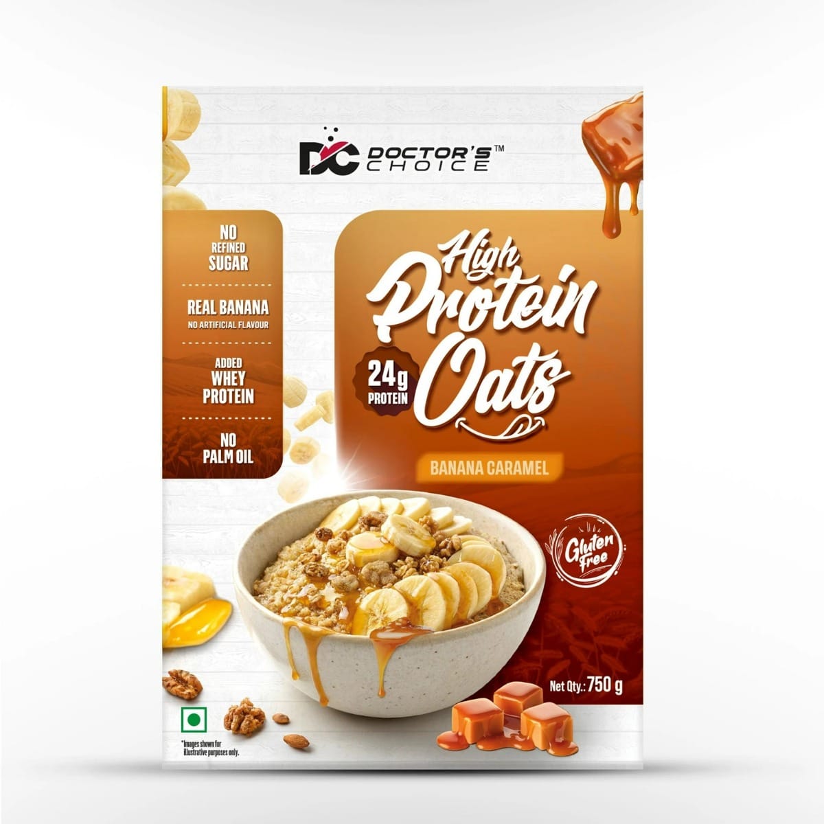 DC DOCTORS CHOICE High Protein Oats Banana Caramel Flavor | 24g Protein | Made with Real Bananas | No Refined Sugar | Healthy Instant Oatmeal Breakfast | High Fiber Oats Box-picture-13