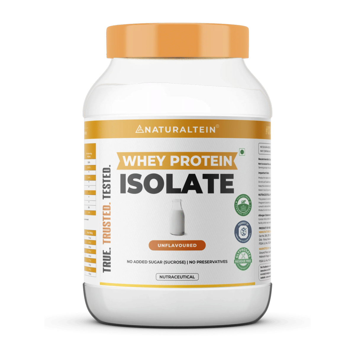 NATURALTEIN Whey Protein Isolate Unflavoured 1 kg Pack of 2