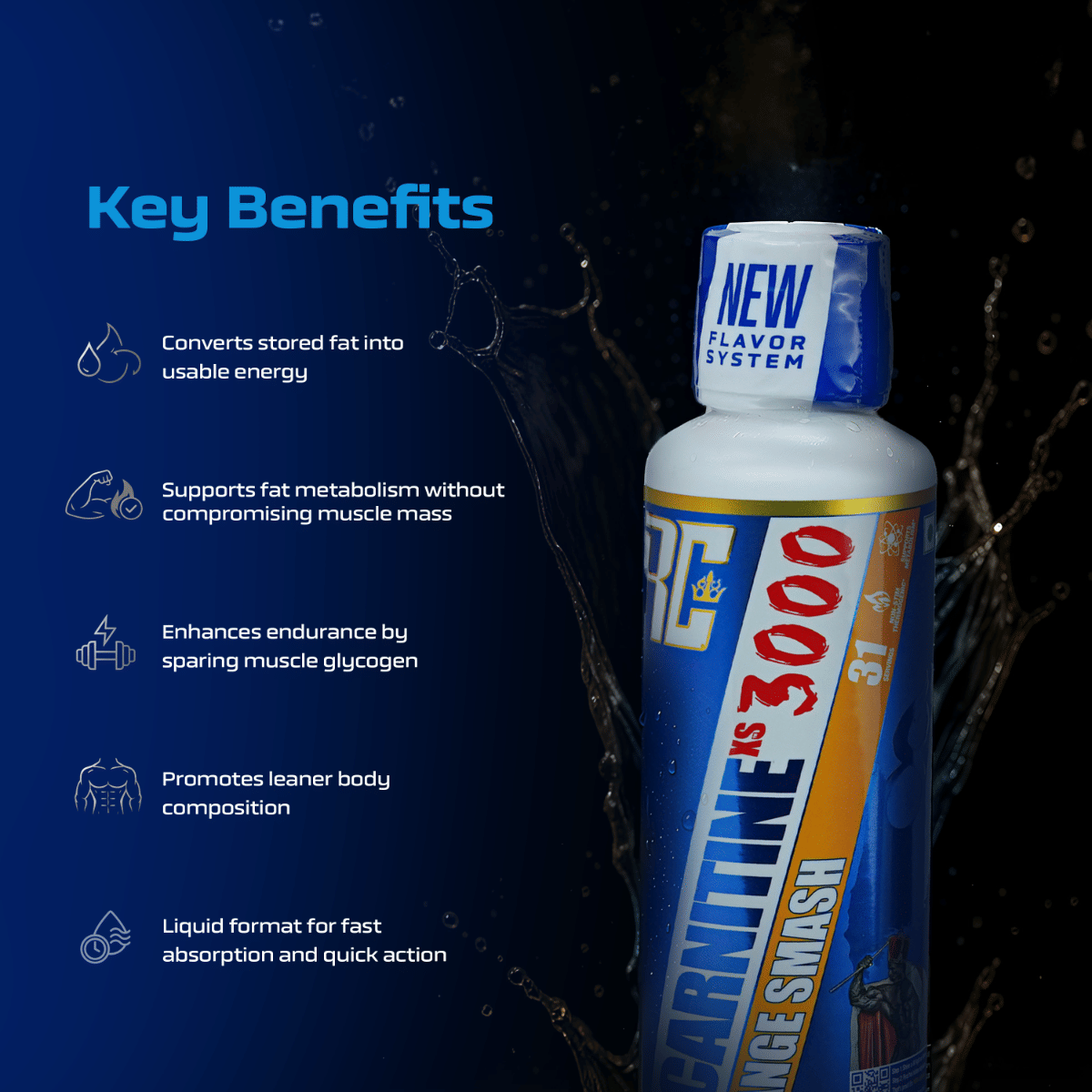 Ronnie Coleman Signature Series L-Carnitine XS 3000mg Liquid, Orange Smash (31 Servings, 465ml)