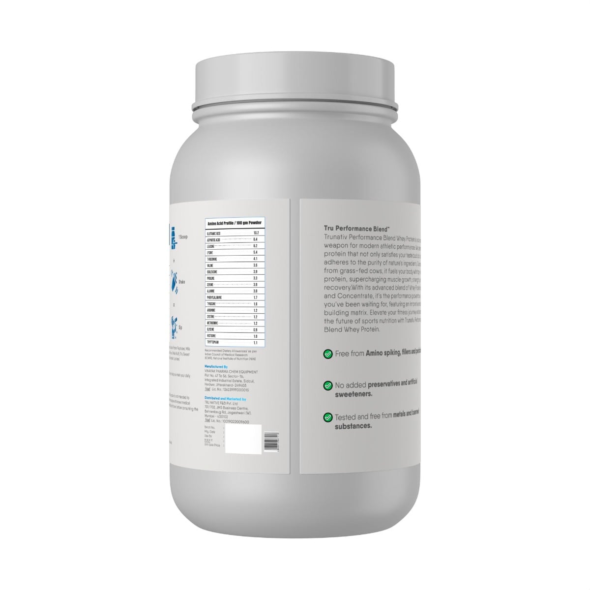 Trunativ Performance Blend Whey Protein 100% Vegetarian, Malai Kulfi ...