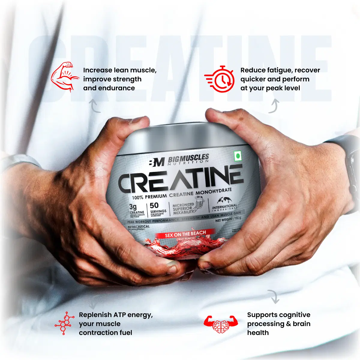 Bigmuscles Creatine Monohydrate 83 Servings, Sex On The Beach - Image 7