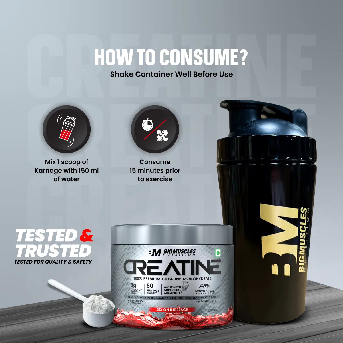 Bigmuscles Creatine Monohydrate 83 Servings, Sex On The Beach - Image 8