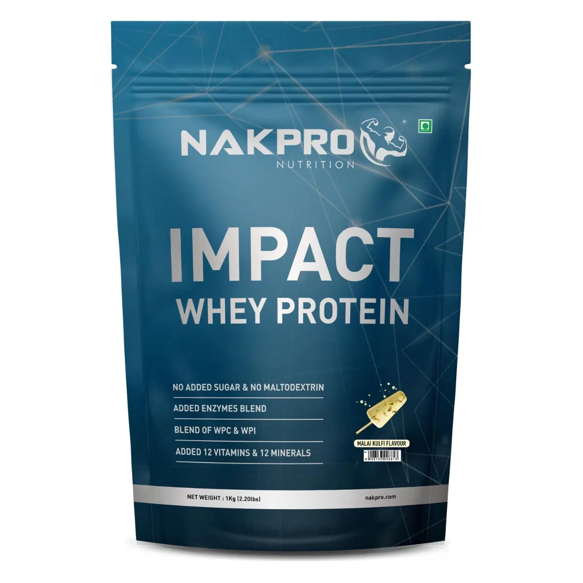 NAKPRO Impact Whey Protein 1kg Malai Kulfi - Image 1