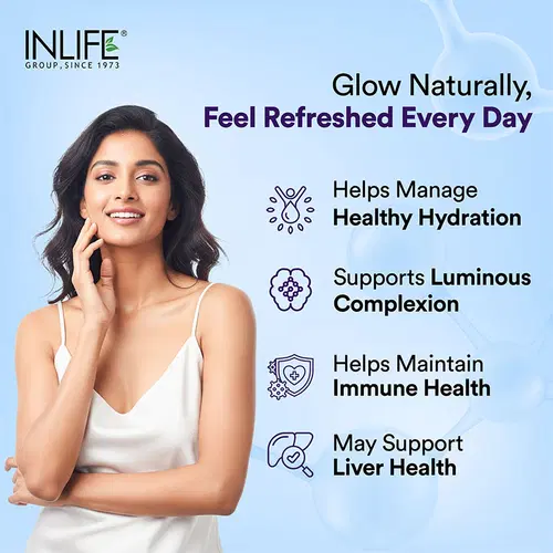 INLIFE L-Glutathione Reduced 500mg | Grape Seed Extract, Vitamin C, Hyaluronic Acid, Niacinamide, Vitamin E, Lycopene & Biotin