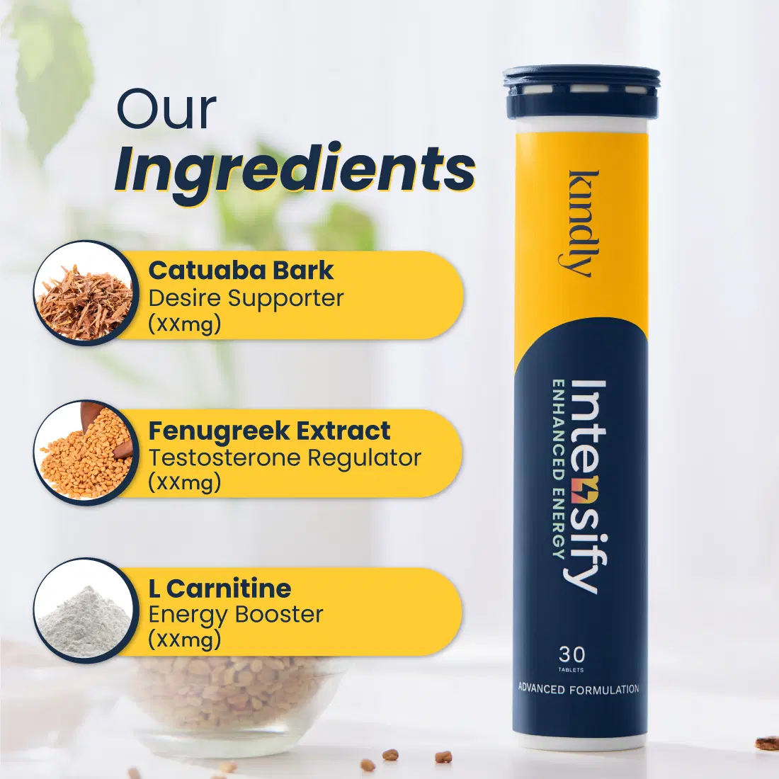 l carnitine and fenugreek Kindly Health Intensify L-Carnitine Tablets | Desire & Performance Enhancer  For Men | Ayurvedic 100% Vegan | Fenugreek Extract, Catuaba Bark | Improves  Performance Health