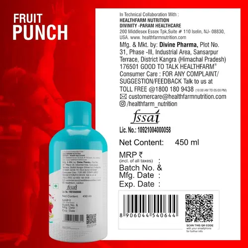 healthfarm l carnitine HF Series Liquid L Carnitine 3000 mg, Burns Fat for Energy Weight Loss Drinks (450 ml Fruit Punch)
