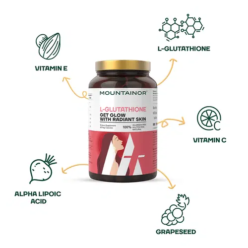 mountainor l glutathione 1000mg MOUNTAINOR Natural L Glutathione for Brightening & Radiant Skin (60 Veg Caps) for Men & Women