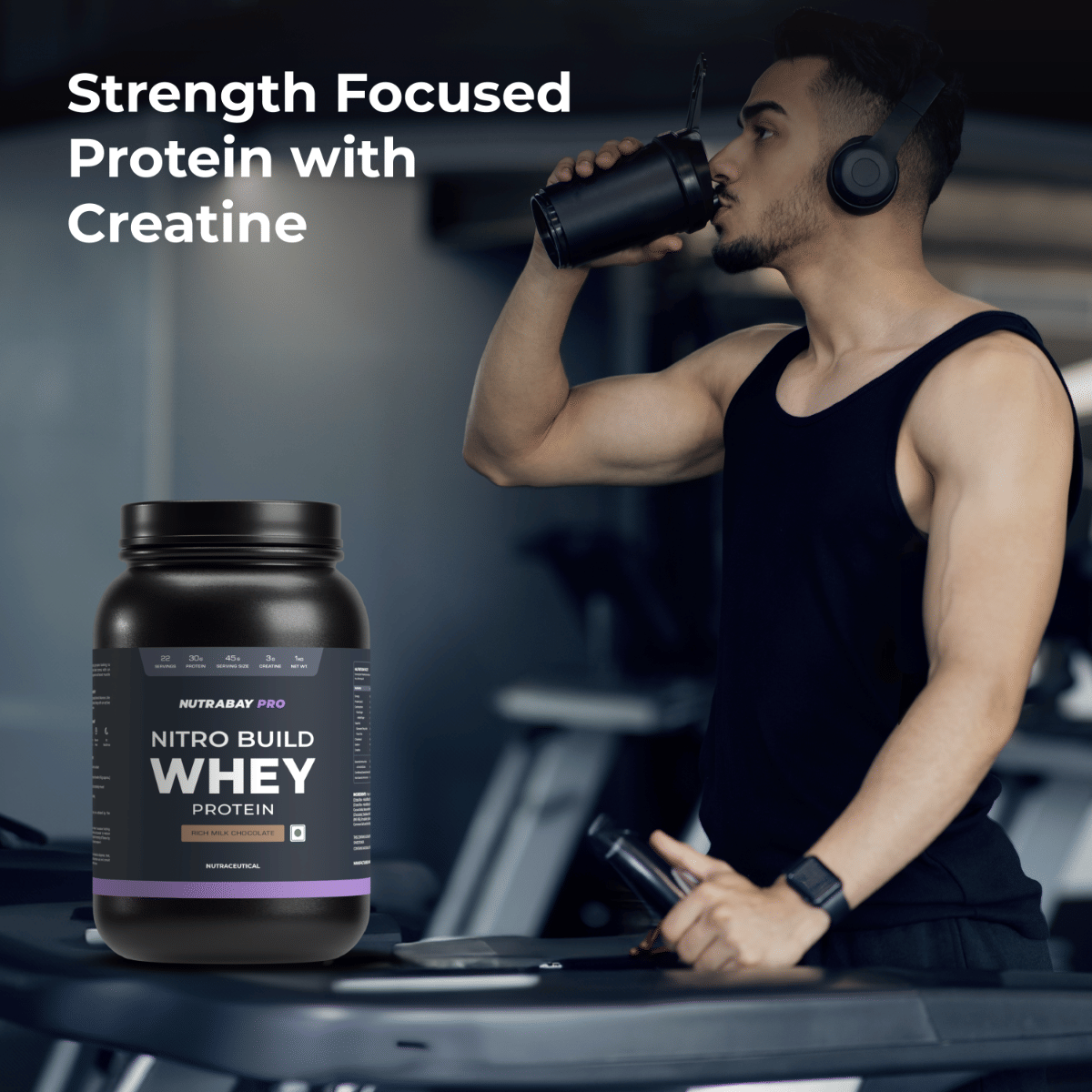 Nutrabay Pro Nitro Build Whey Protein | 30g Protein, 3g Creatine, BCAA ...