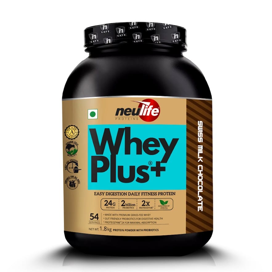 NEULIFE WHEYPLUS Gut friendly Grass Fed Whey Protein Isolate Blend with Probiotics & Proteozymes 4lbs (Swiss Chocolate)-image-28